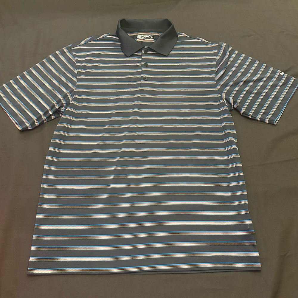 Nike Golf Dri Fit men’s black striped polo. Size small